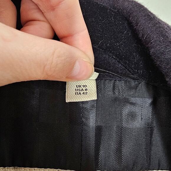 Burberry London Black Double Breasted Cashmere Wool Blend Pea Coat Jacket 8 - Picture 5 of 8